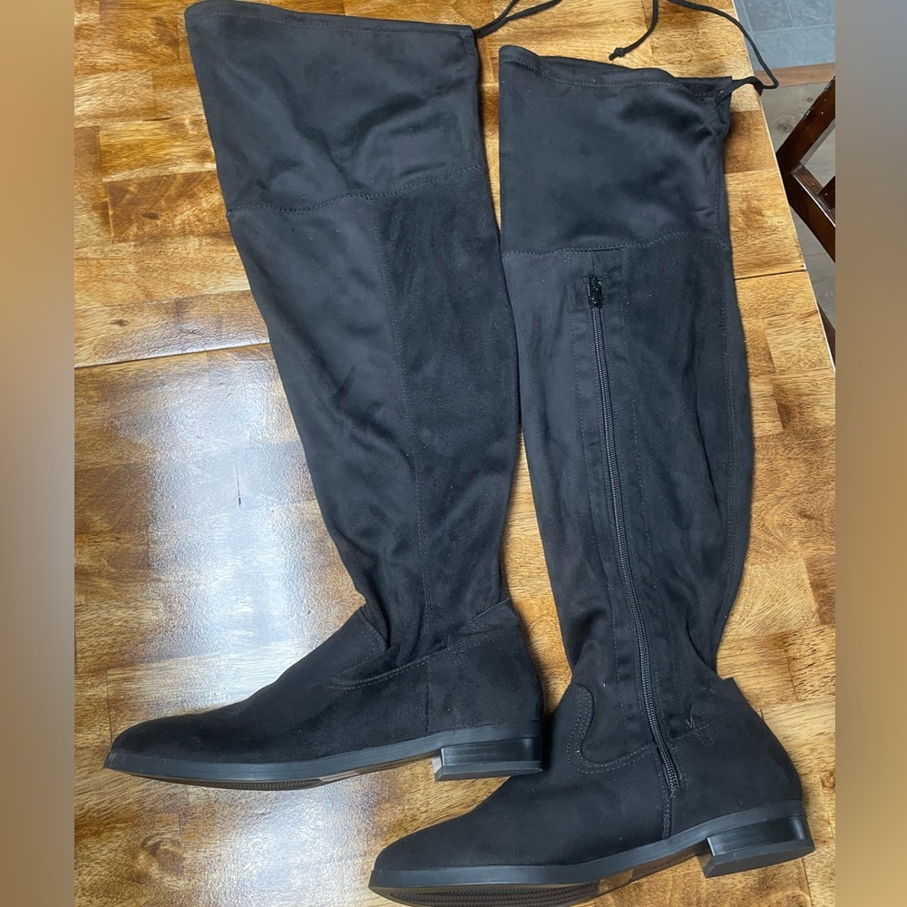 Ladies black soft suede over the knee boots